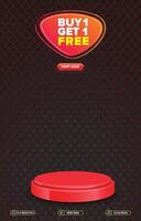 sale discount portait template banner with blank space 3d podium for social media post product sale with abstract gradient background vector