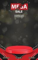 mega sale discount portait template banner with blank space 3d podium for social media post product sale with abstract gradient background design vector