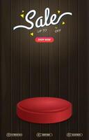 sale discount portait template banner with blank space 3d podium for social media post product sale with abstract gradient brown background design vector