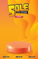 special offer sale discount portait template banner with blank space 3d podium for social media post product sale with abstract gradient background vector