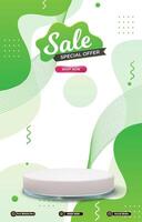 special offer sale discount portait template banner with blank space 3d podium for social media post product sale with abstract background vector