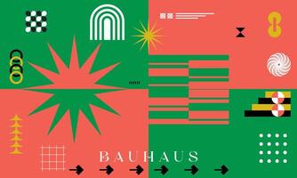 Vintage swiss bauhaus background geometric retro illustration element, colorful, playfull, graphic event identity editable vector