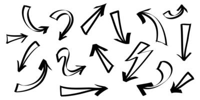 Doodle Arrows icons Set, hand drawn arrow icon with various directions. isolated on a white background vector