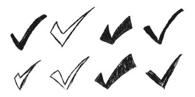 Hand drawn check mark. doodle set of check list sign vector