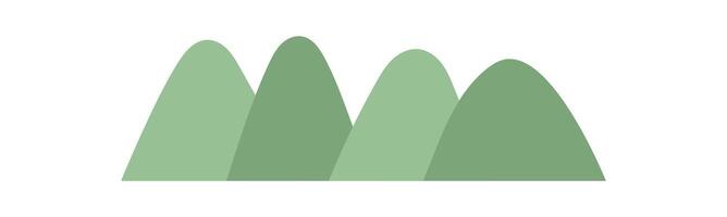 A simple illustration of green hills in a serene landscape. These smooth hills create a peaceful natural background. The flat design captures the essence of nature, ideal for eco themes. vector