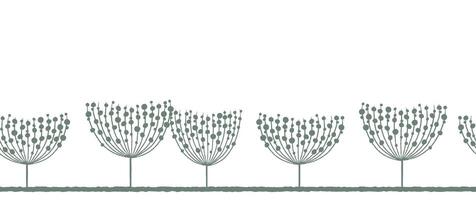 Stylized Seamless Row Of Trees Illustration Isolated On A White Background. vector