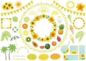 Colorful Summer Graphic Elements Set Isolated On A White Background. vector