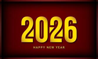 Golden 2026 new year template design on red background. vector
