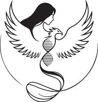 Line art design featuring a profile of a woman with long flowing hair intertwining with a bird vector