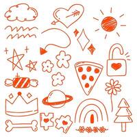 Handdrawn Doodle Elements Collection. . Cute Doodle Handdrawn Set. Playful Handdrawn Doodle Collection vector