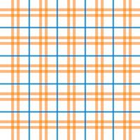Pattern features orange and blue stripes on a white checkered background. vector