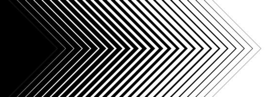 Thin to thick line arrow background. Repeating triangle gradation pattern backdrop. Fading halftone stripe gradient texture. Black speed lines concept for overlay, print, cover, banner, poster. vector