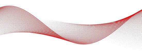 Red dot wave line pattern. Halftone undulate net background. Abstract flowing particle lattice wallpaper. Curved dash gradient element for poser, banner, presentation, booklet, brochure vector