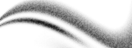 Black halftone wave pattern. Abstract grain fluid texture. Dotted curve dot flow wallpaper. Grit undulate swoosh overlay for poster, banner, brochure, flyer, leaflet, brochure. vector