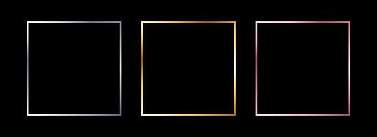 Gold and silver thin frame set. Shiny metal foil border collection. Golden glowing geometric boarder bundle in art deco style. Linear rectangular element pack for photo, cadre, card, emblem. vector