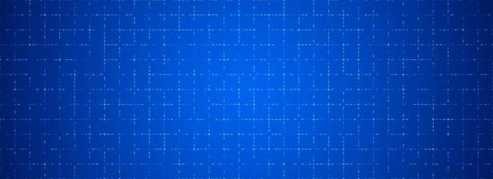Blue glowing dotted grid background. Tech dot square network backdrop. Abstract checkered dashboard pattern for science, technology, business, healthcare, medicine design template. vector