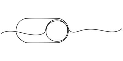 Continuous one line drawing of on-off icon vector