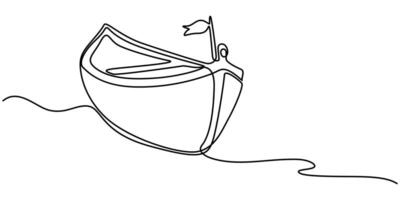 Continuous one single minimal line drawing sailing, Sailboat continuous one line icon drawing on white background vector