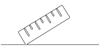 Continuous one line drawing art square ruler illustration vector