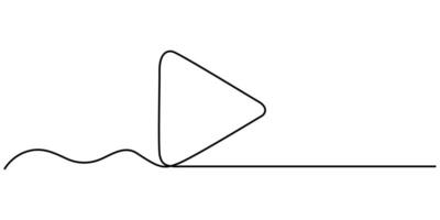 Continuous one line drawing of play button Isolated on white background illustration vector