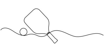 continuous one line drawing pickleball vector