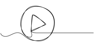 Continuous one line drawing of play icon. Media, music player button in linear style. vector
