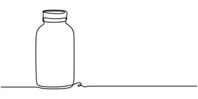 Linear bottle one line continuous drawing illustration vector