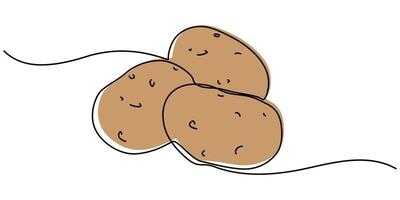 continuous one line art drawing style Potatoes illustration vector