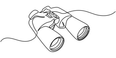 Continuous one line drawing of binoculars minimalist best use for logo vector