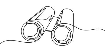 Minimalist illustration depicting a pair of binoculars continuous one line drawing vector