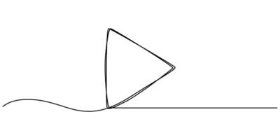 start play button continuous one line drawing vector