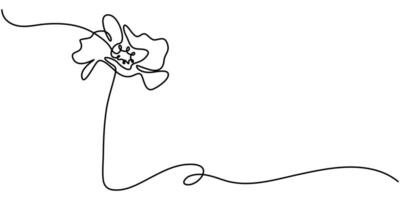 Poppy Continuous One Line Drawing with Editable Stroke and Copy Space vector