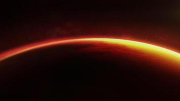 Planet Mars rotating in the dark universe, showing its atmosphere video