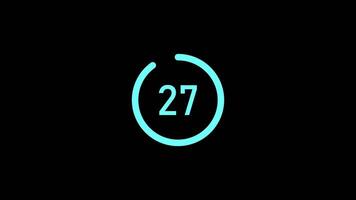 Circle countdown timer 30 seconds animation Isolated on Black Background video