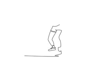 Animated self drawing continuous line draw male table tennis player hitting the ball with precision and power. Showing speed, focus, and reflex in modern ping pong. Full length single line animation video