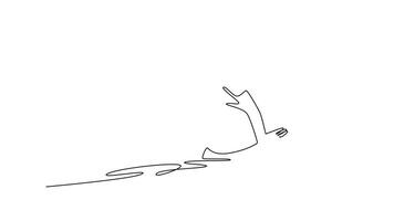 Animated self drawing of continuous line draw professional female table tennis player ready for game, training or exercise in development. Healthy sport and recreation. Full length one line animation video