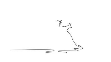 Self drawing animation of single line draw beauty female table tennis player performing dynamic strokes and returns. Showing speed and reflex in modern ping pong. Continuous line. Full length animated video