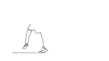 Self drawing animation single line draw beauty female table tennis player get ready to receive the ball from opponent. She playing defense with backhand method. Continuous line. Full length animated video