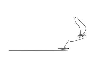 Animated self drawing of continuous line draw female table tennis player blocking opponent smash attack. Ping pong athlete in championship international competition. Full length single line animation video