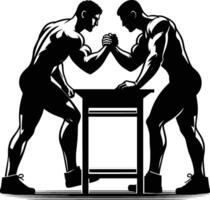 Two men are fighting over a table in silhouette vector
