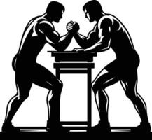Two men are fighting at a table in silhouette vector