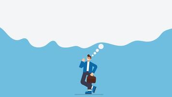 Think big, ambition to success, dream big to change the world or contemplation to get solution to solve big problem, imagination or creativity concept, smart businessman thinking with big bubble vector