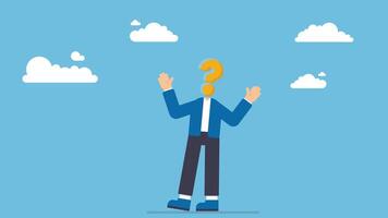 Anonymous businessman person, candidate or mention employee, who is this man, uncertainty, important person or unknown concept, anonymous businessman with question mark head unknown person vector