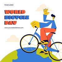 Flat Style Illustration of a Social Media Template for World Bicycle Day Promotion vector