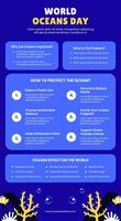Flat Style World Ocean Day Graphic Template for Environmental Infographic vector