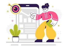 Flat Style ERP Illustration Showing Business Process Optimization vector