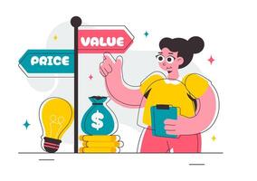 Inflation and Market Value Comparison Concept in Flat Design vector