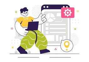 Modern ERP System Illustration for Business Workflow and Performance vector