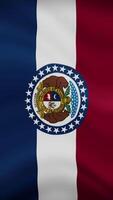 Missouri State Waving Flag in Vertical Orientation. Realistic Flag Animation. Seamless Loop Background. video