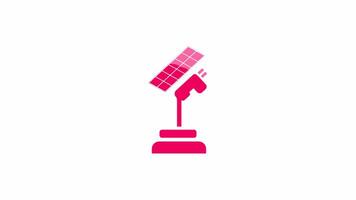 Solar tracker icon, isolated on white background, 4K motion graphics animation, light crimson color icon video